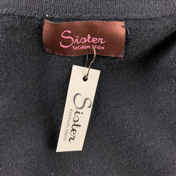 SISTER Size M Black Knit Patch Pocket Overalls - Picture 4 of 4